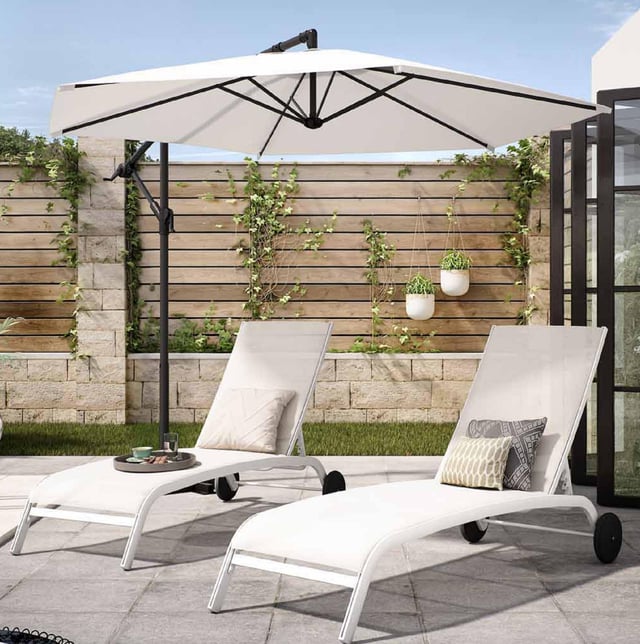 Ombrellone a palo laterale grigio Polar con telo esagonale tortora L 290 x P 290 x H 245 cm