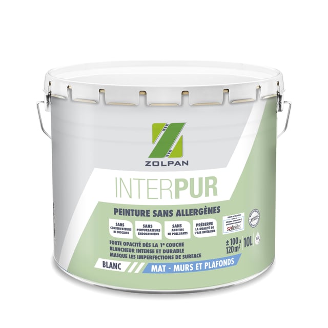Peinture mur, plafond blanc mat ZOLPAN Zolpan inter pur mat 10l 10L