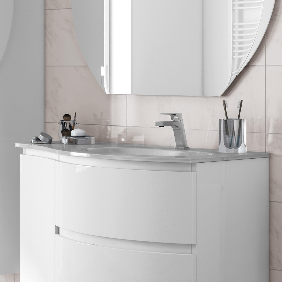 Lavabo d'appoggio rettangolare Sting L 104 x H 1.5 x P 52 cm in vetro bianco - 2