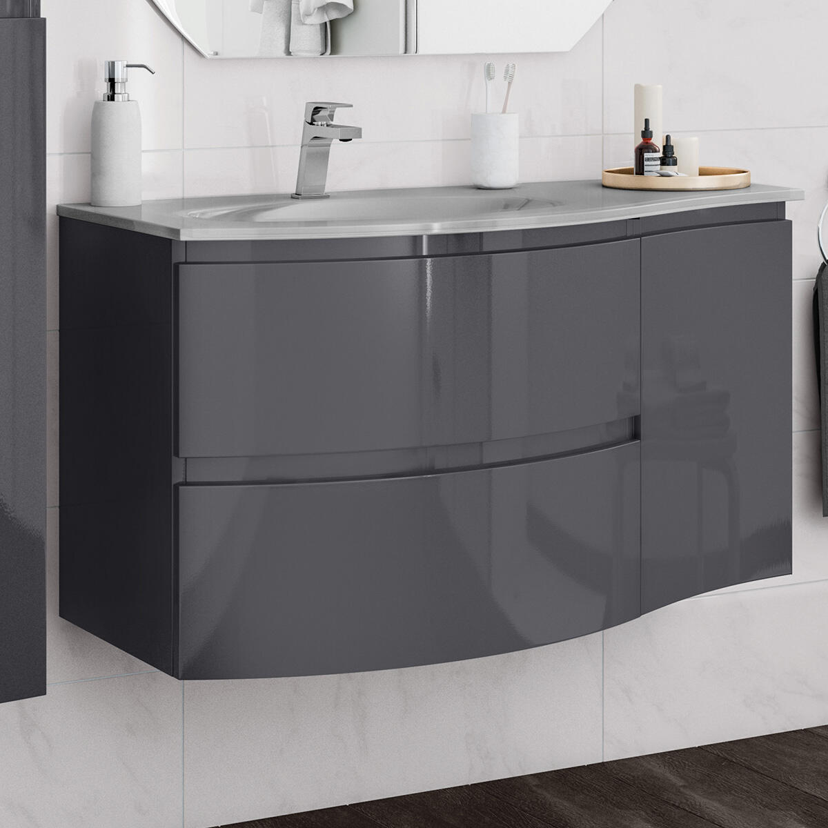 Estensione per mobile da bagno Vague 1 anta grigio antracite L 35 x H 55 x P 40 cm - 3