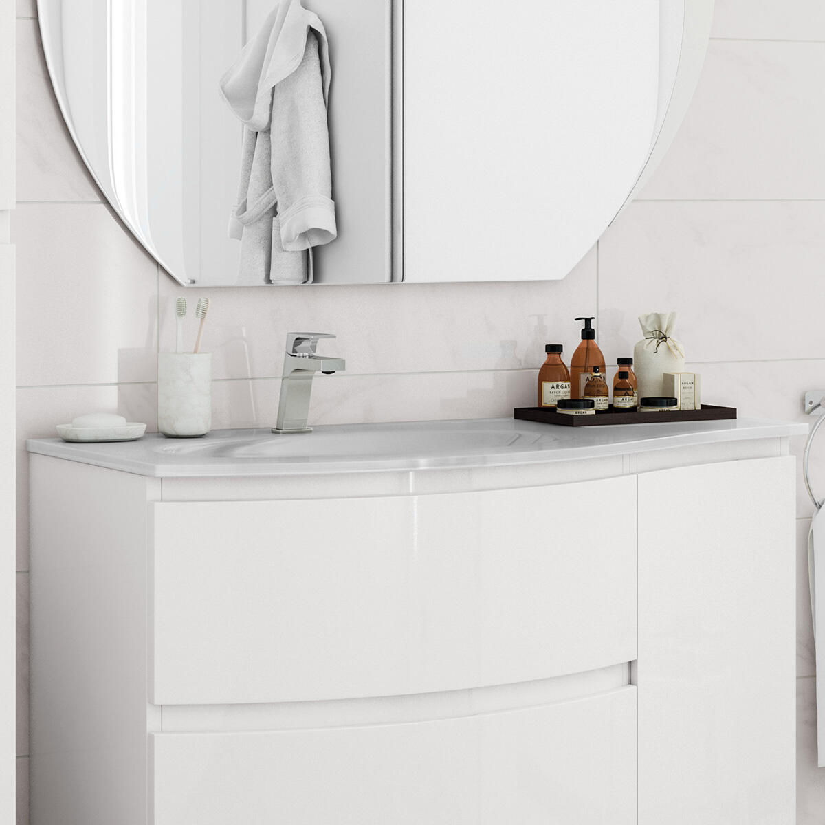 Lavabo a incasso rettangolare Sting L 104 x H 1.5 x P 52 cm in vetro bianco - 2