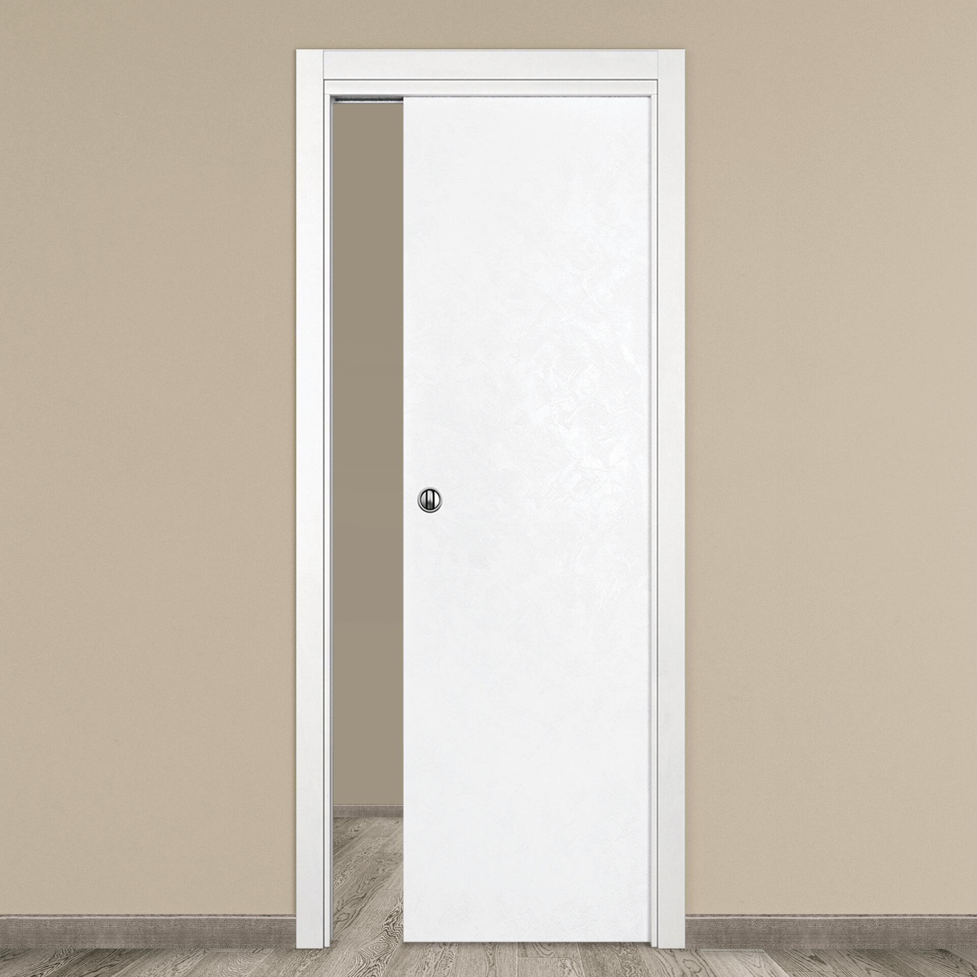 Porta Interna Reversibile Bianca - 210x90 Cm, Laminato Opaco, Con Telaio | Made In Italy