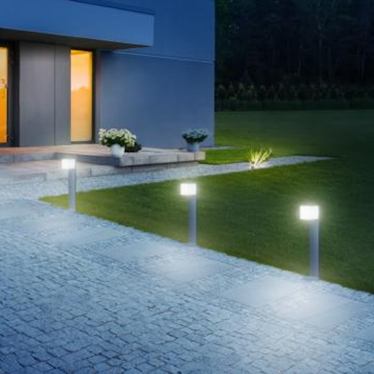 Lampione da giardino LED con sensore di moviemtno, GL80 H 63.3 cm, argento 650 LUMEN, IP44 STEINEL - 3