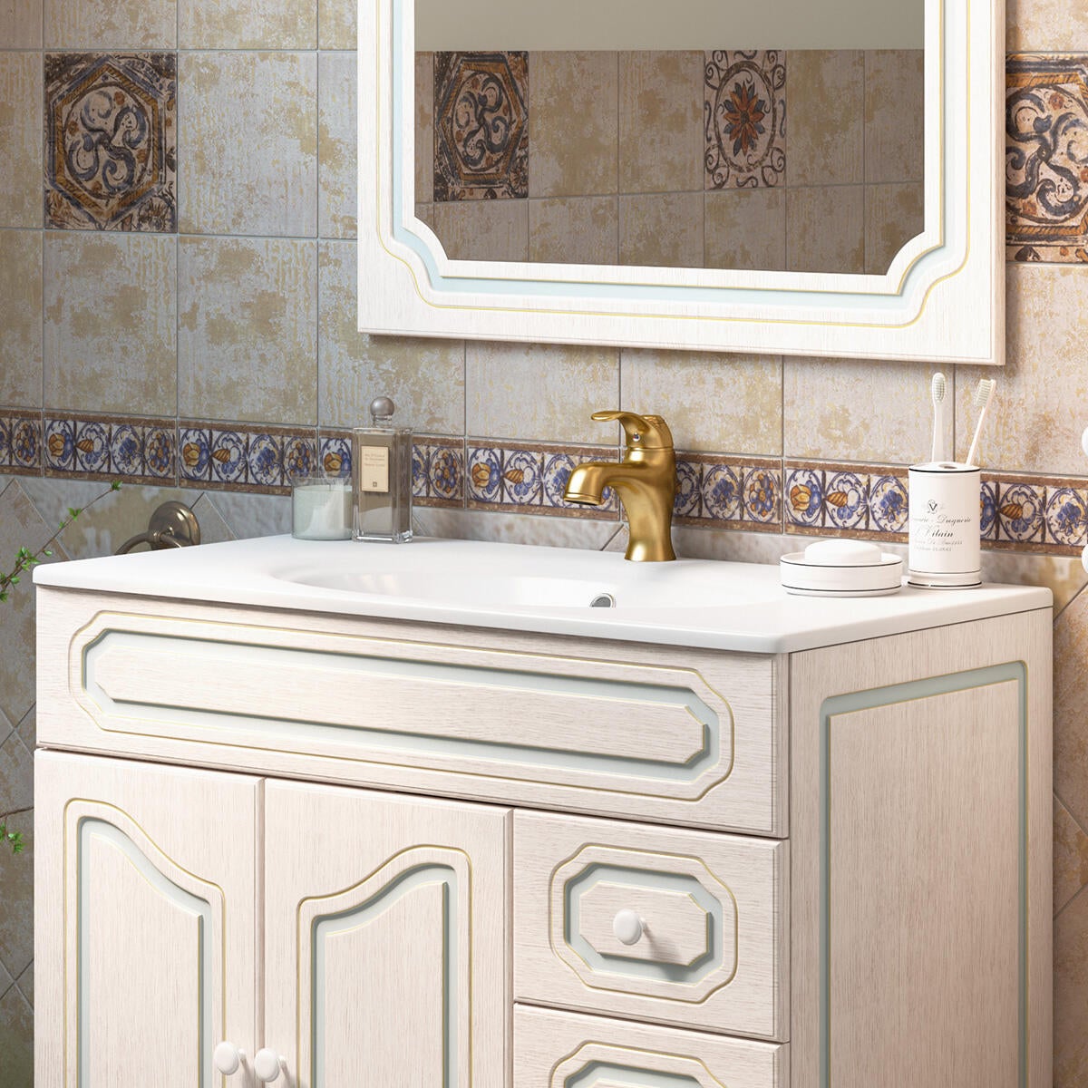 Lavabo a incasso rettangolare Caravaggio L 91 x H 1.8 x P 46.5 cm in ceramica bianco lucido - 2