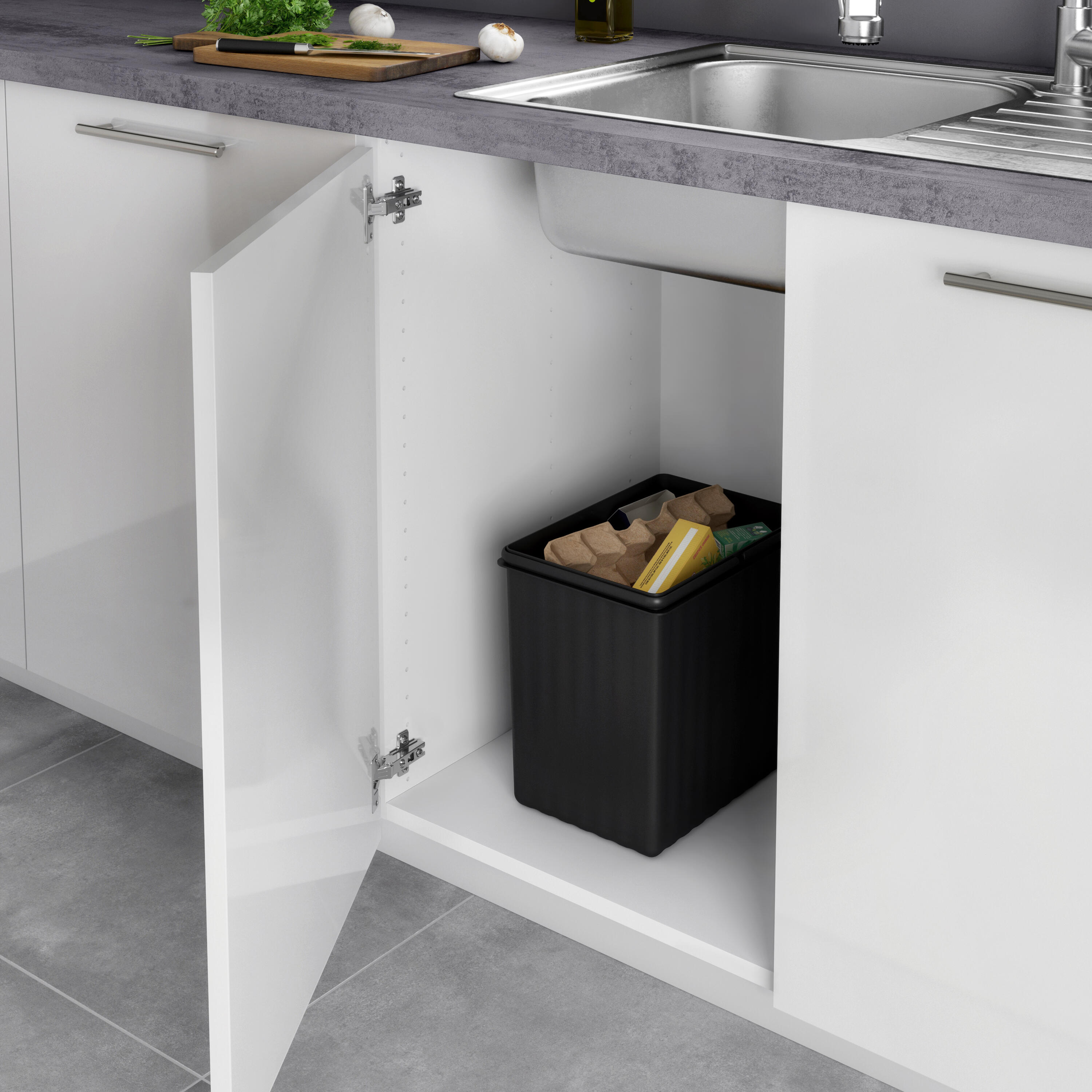 Balde de lixo DELINIA 18L CINZA E PRETO - 5