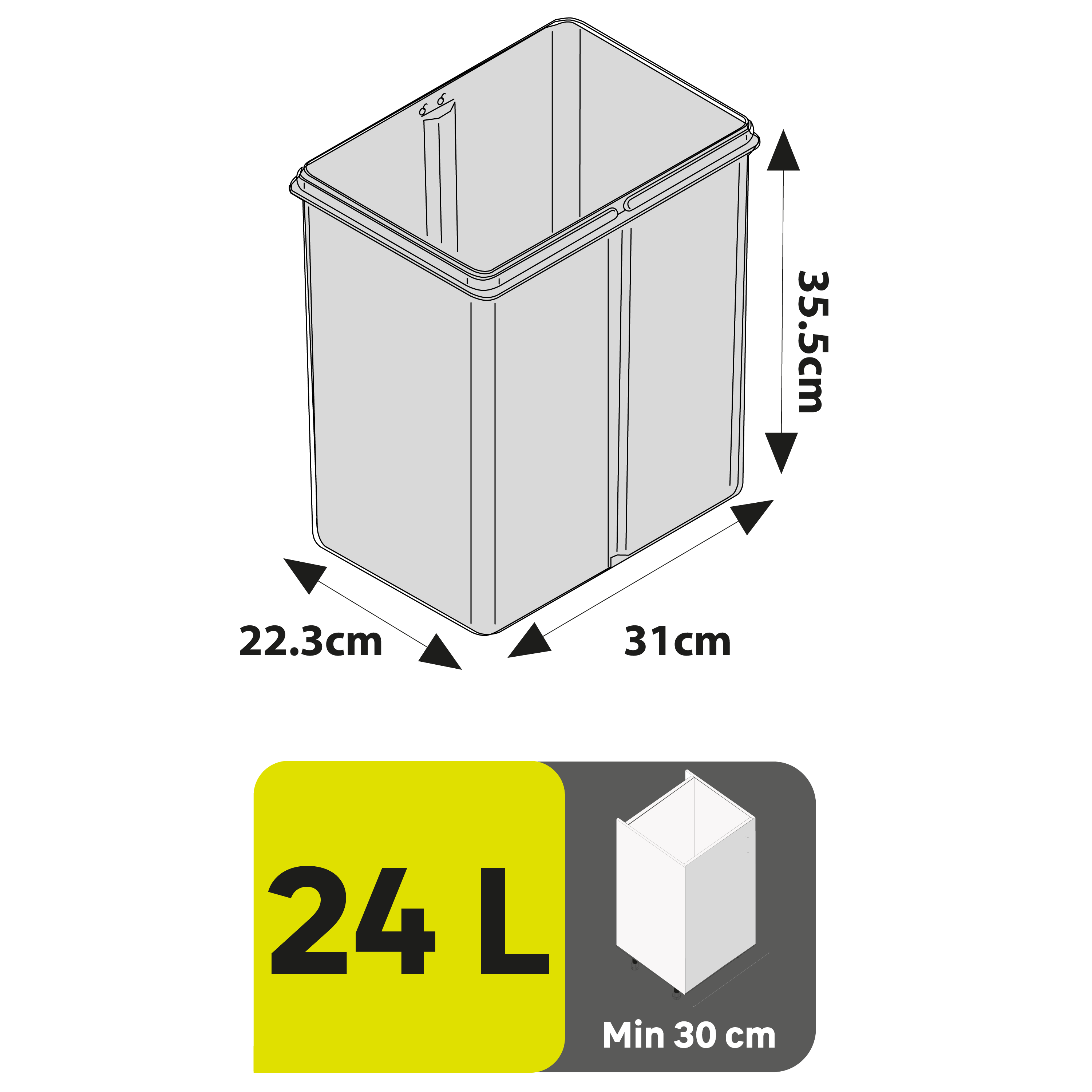 Balde de lixo DELINIA 24L CINZA E PRETO - 4