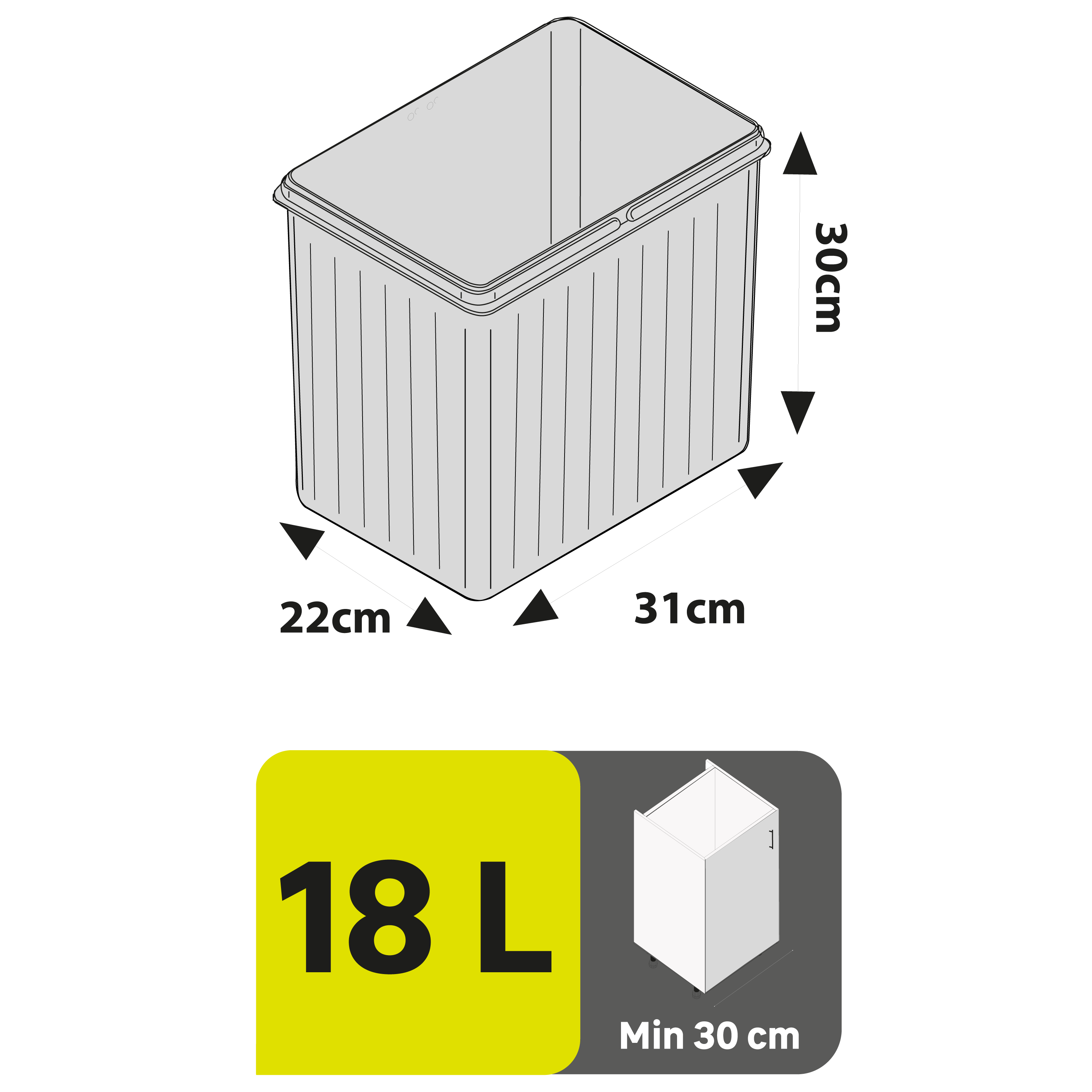 Balde de lixo DELINIA 18L CINZA E PRETO - 4