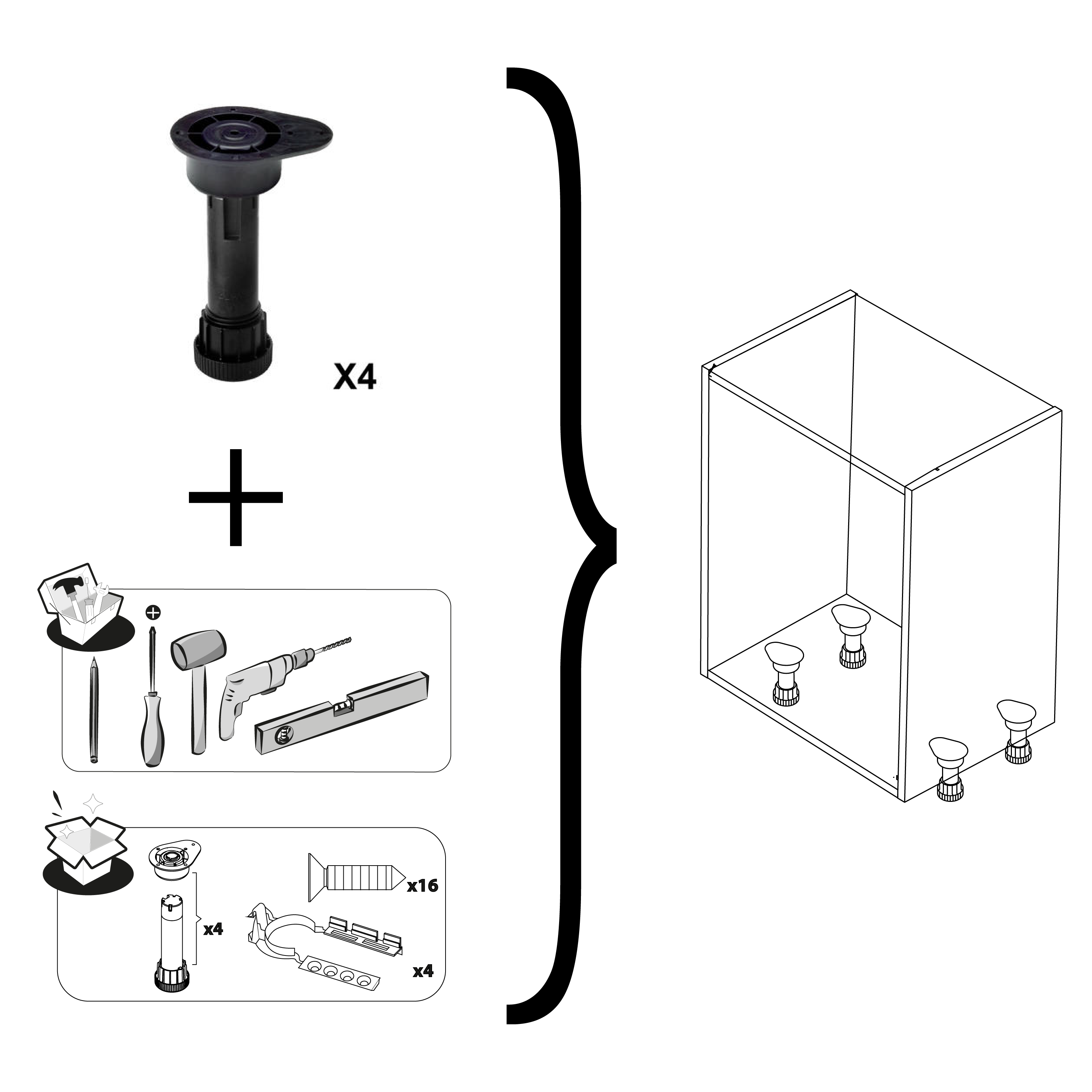Pés reguláveis DELINIA 4 UNIDADES 9,8 A11,8 CM - 7