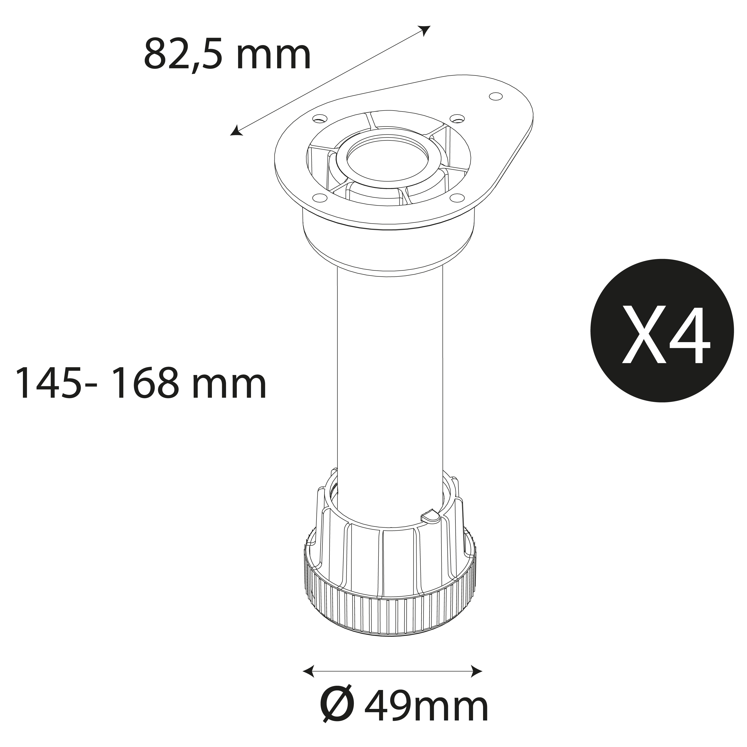 Pés reguláveis DELINIA 4 UNIDADES 14.5 A 16.8 CM - 5