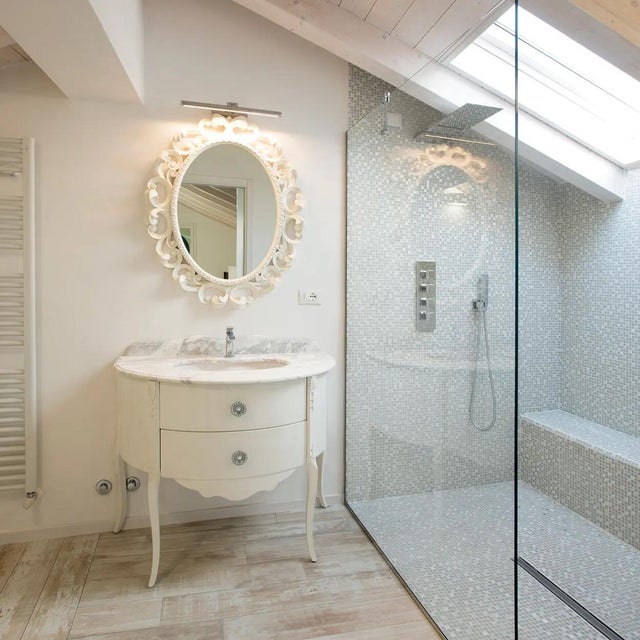 Piastrella Mosaico in pietra Biancoluce bianco satinato L 30 x L 30cm x Sp. 8 mm