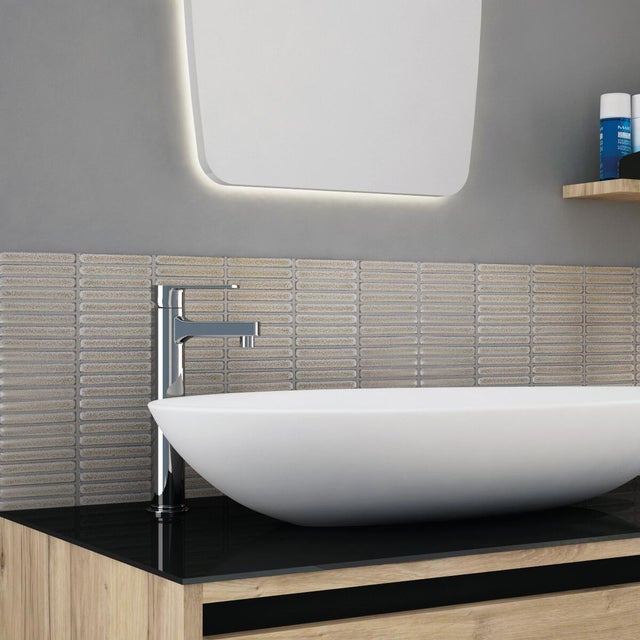 Piastrella Mosaico in ceramica Stick Seoul antracite lucido L 30 x L 28cm x Sp. 8 mm