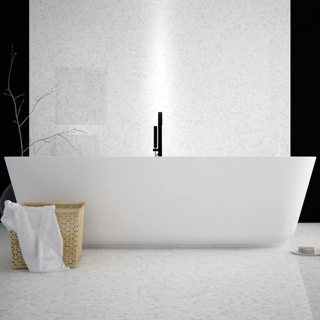 Piastrella Mosaico in pietra Marmobianco bianco lucido L 30 x L 30cm x Sp. 8 mm