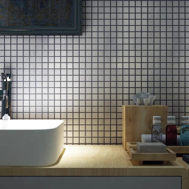 Piastrella Mosaico in inox Inox argento satinato L 30 x L 30.5cm x Sp. 8 mm