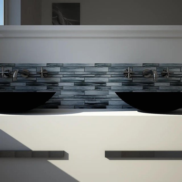 Piastrella Mosaico in vetro Gray Rainbow grigio lucido L 30 x L 30 cm