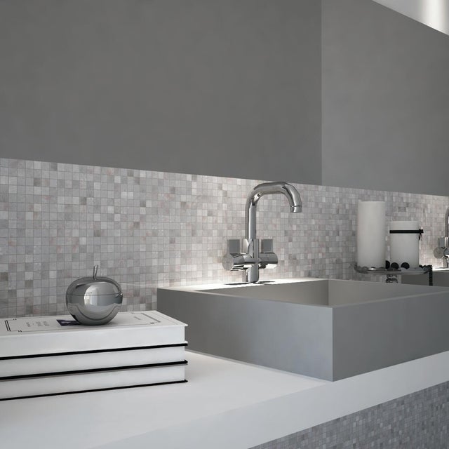 Piastrella Mosaico in pietra Pietrarreda grigio opaco L 30 x L 30cm x Sp. 8 mm, 10 pezzi