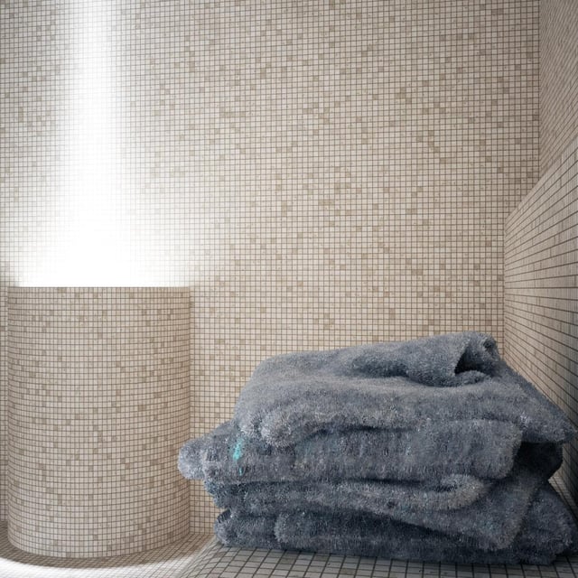 Mosaico in pietra Travertino Chiaro beige opaco L 30 x L 30.5cm x Sp. 8 mm
