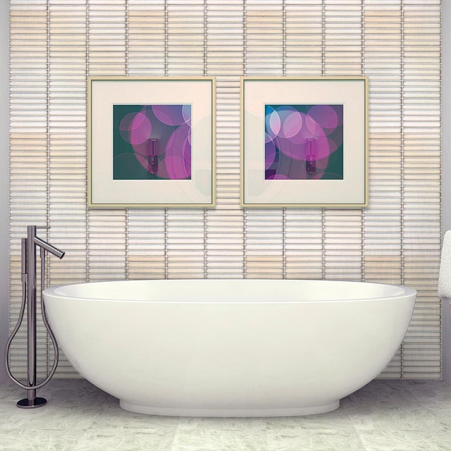 Piastrella Mosaico in ceramica Stick Sidney bianco lucido L 30 x L 28cm x Sp. 8 mm
