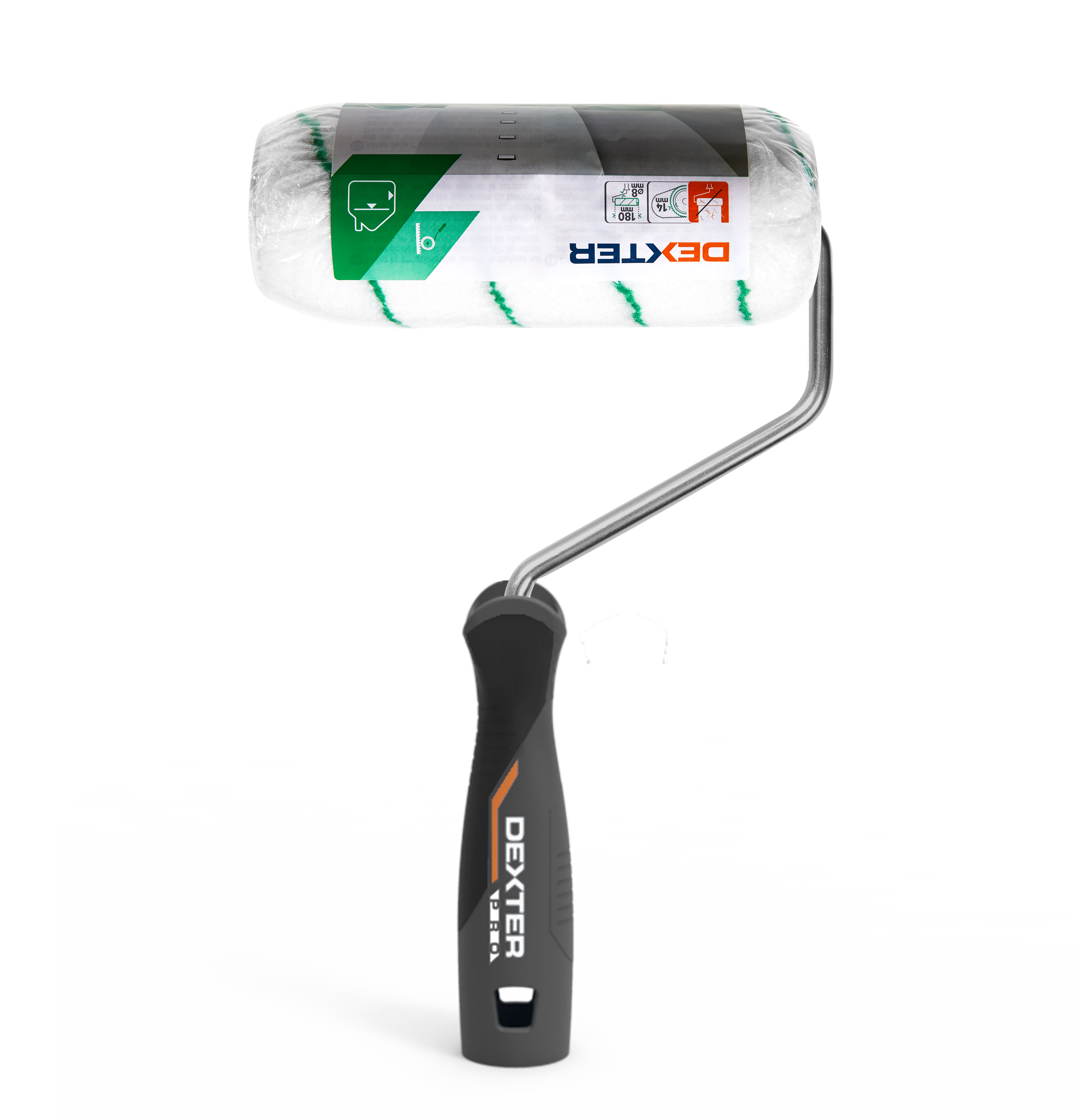 Rodillo para pintar superficies rugosas DEXTER PRO de 180 mm de anchura, 55 mm de diámetro, pelo largo (más de 12 mm). Fibra de poliamida. Varilla de aluminio. - 9