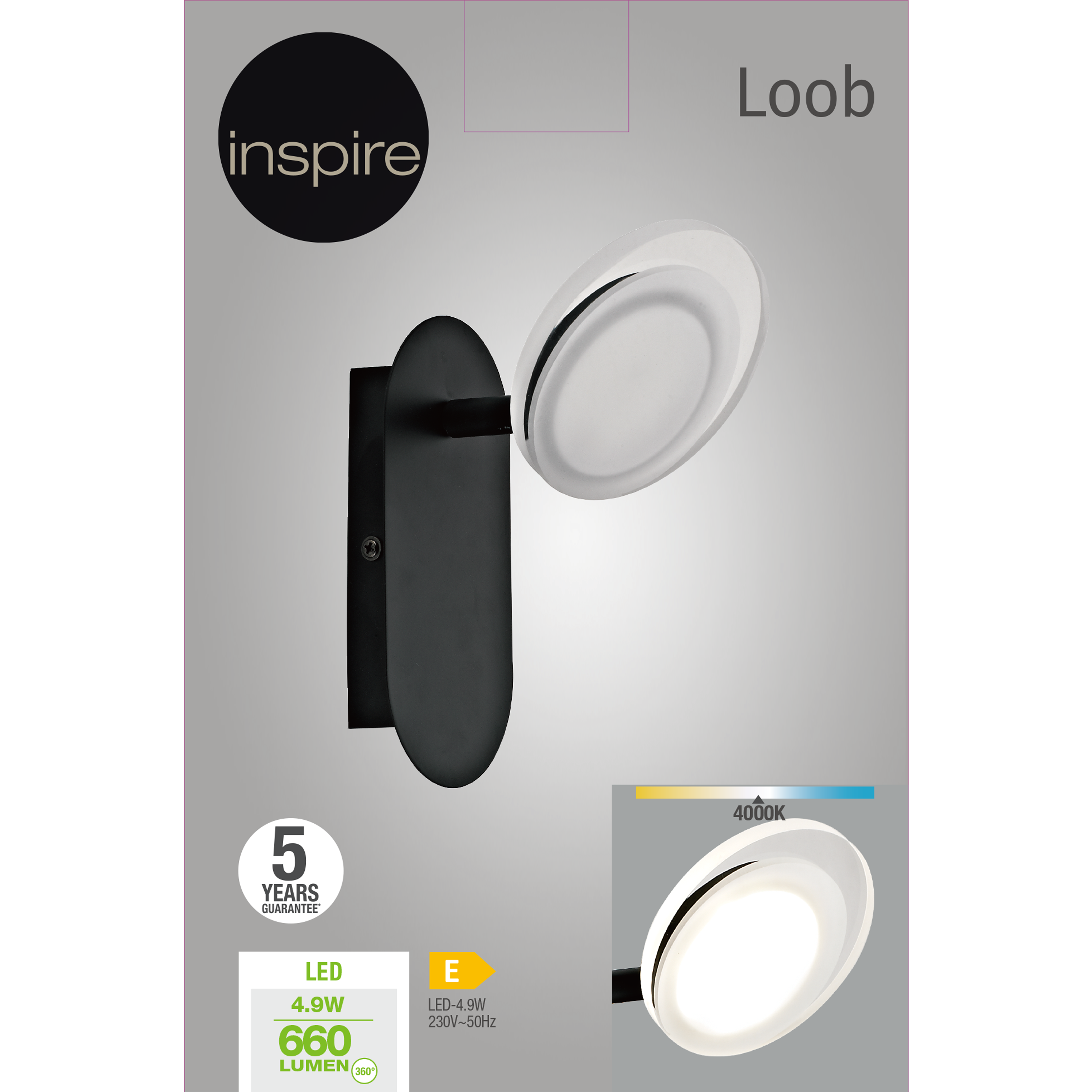 Reklektorek Loob 660 lm czarny LED Inspire - 7