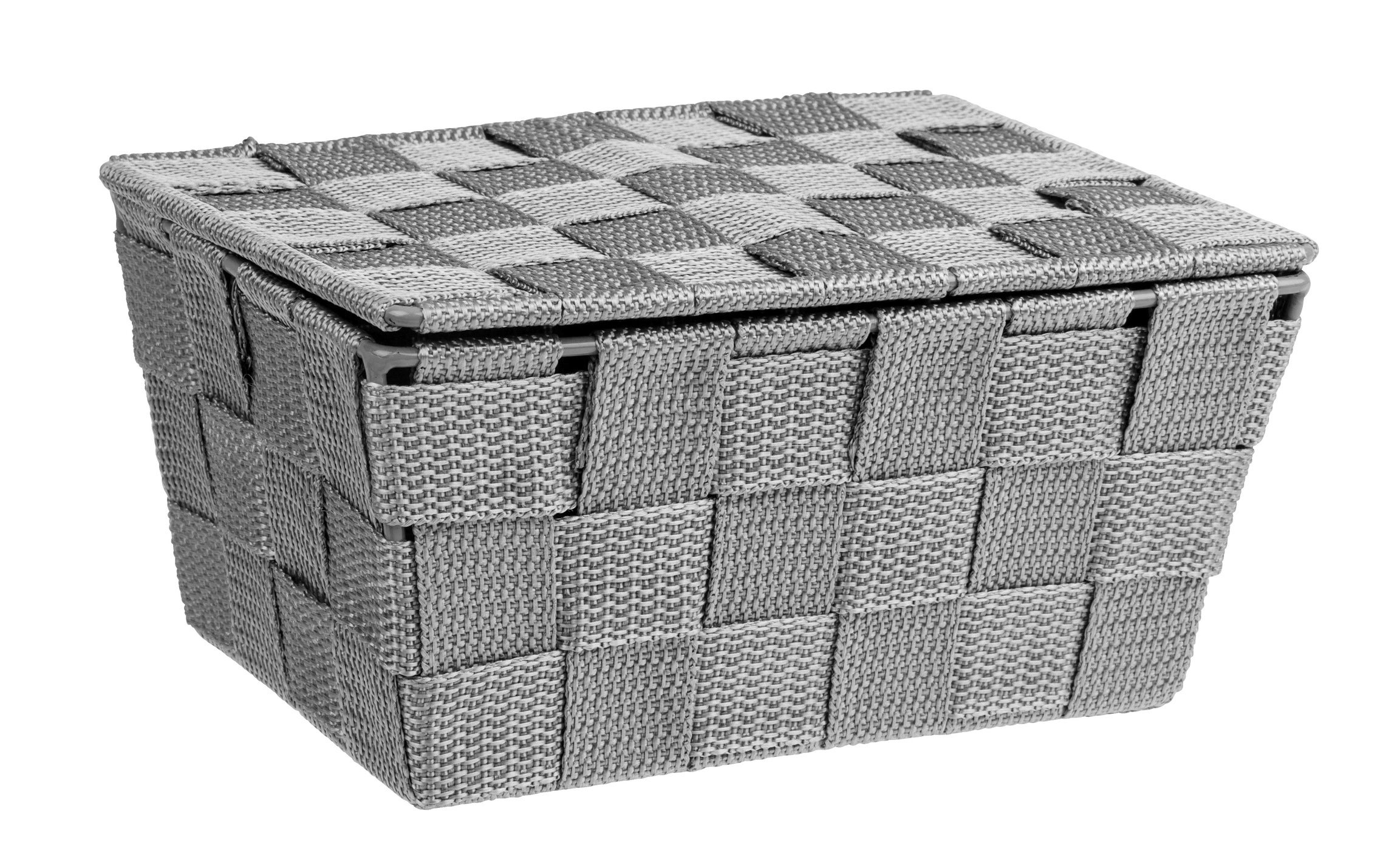 Scatola Cestino da bagno con coperchio L 19 x H 10 x P 14 cm grigio - 3