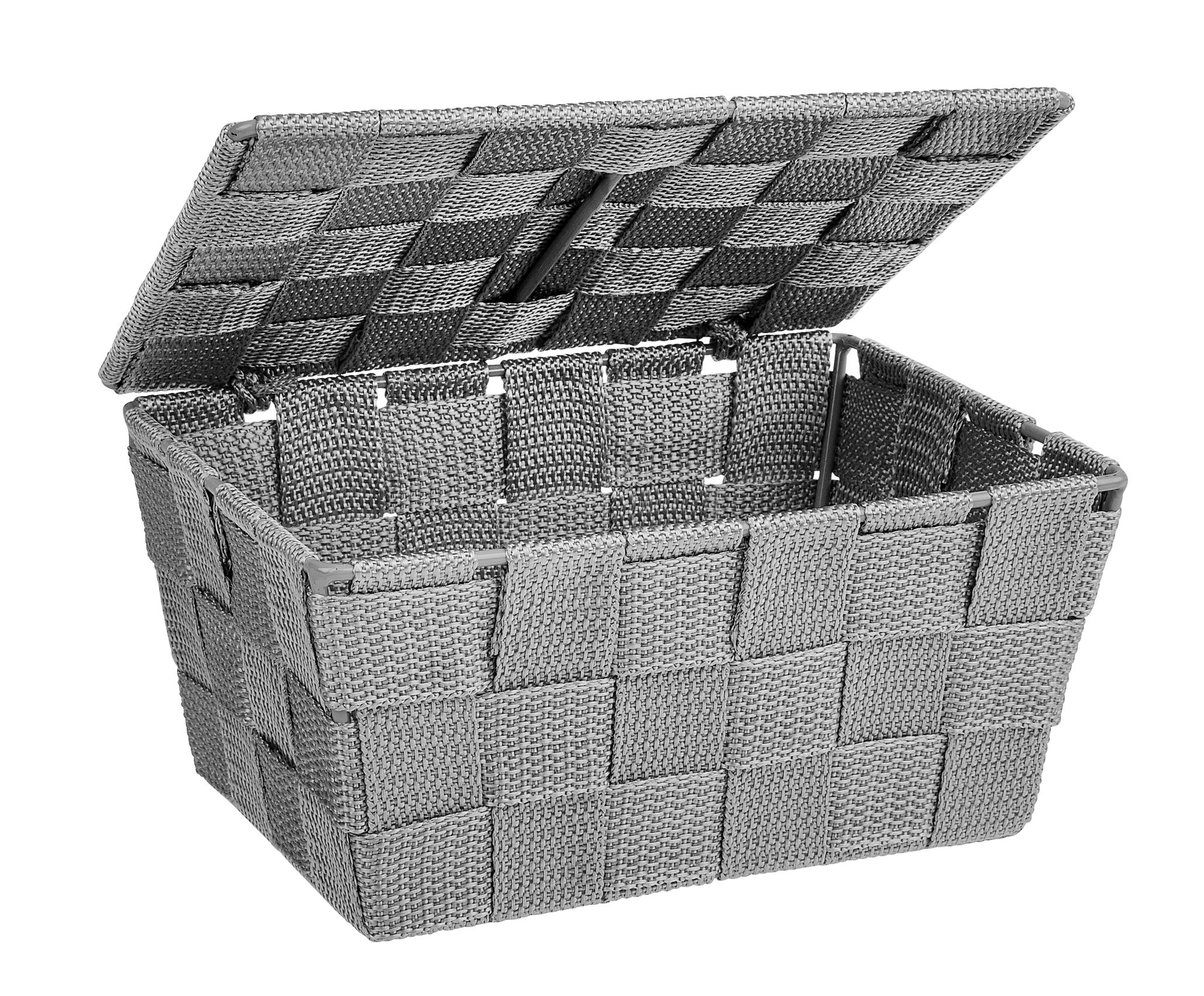 Scatola Cestino da bagno con coperchio L 19 x H 10 x P 14 cm grigio - 2