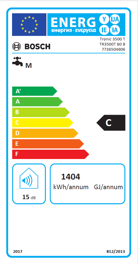 Scaldabagno elettrico ad accumulo BOSCH TRONIC 3500T 80L 2 KW classe energetica C
