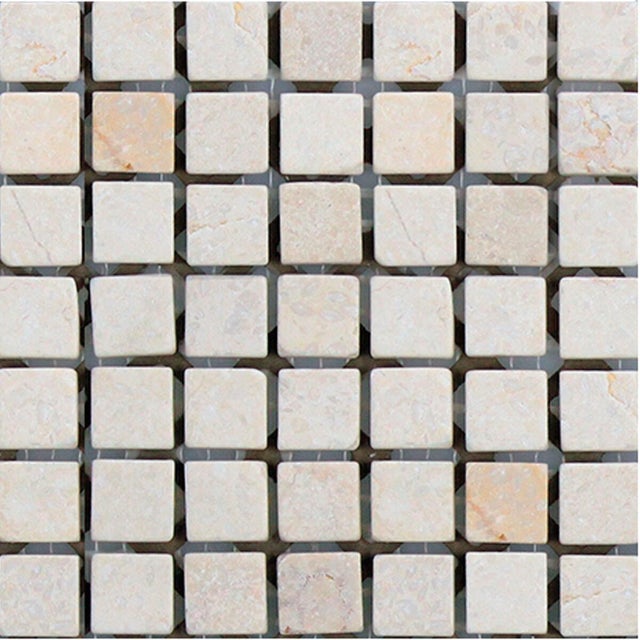 Piastrella Mosaico in pietra Pietracrema beige opaco L 30 x L 30.5cm x Sp. 8 mm