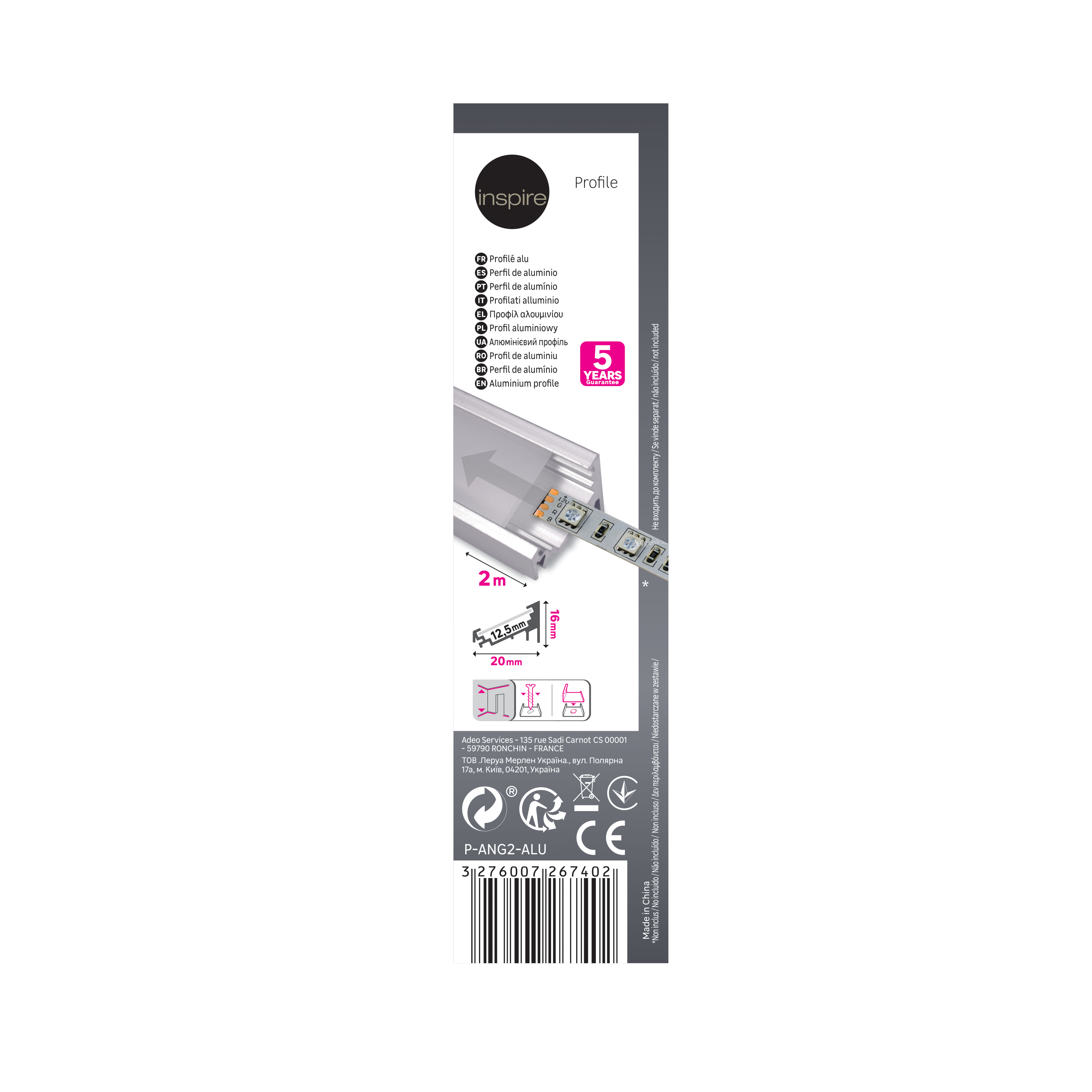 Profil aluminiowy narożny do taśm LED dł. 2 m Inspire - 8