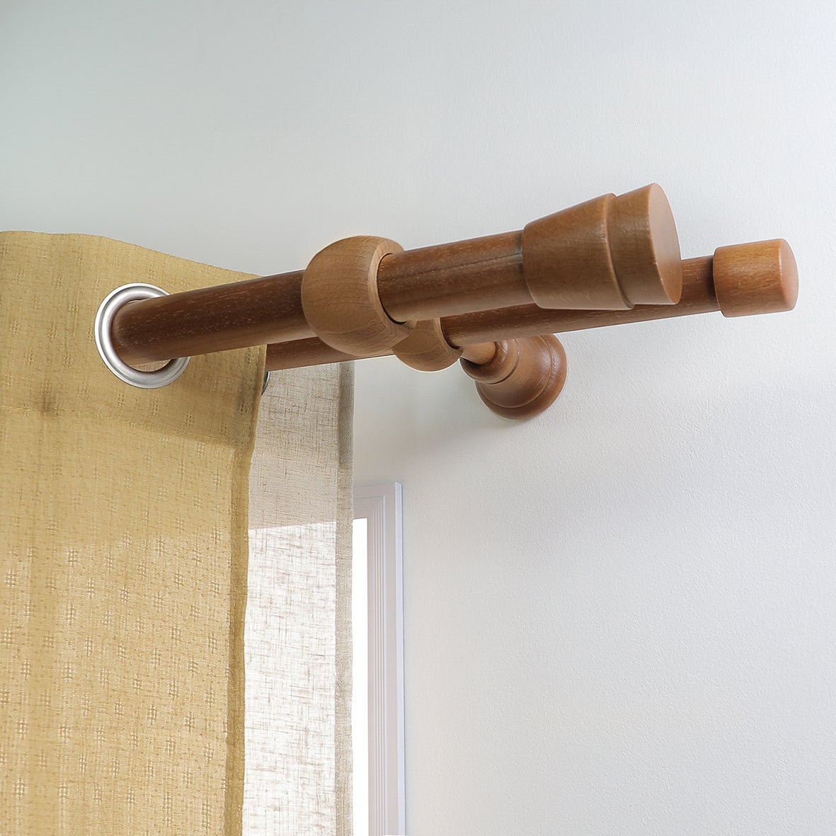 Support mural tringle 35 mm bois blanc 2 pièces | Accessoires de stores & rideaux