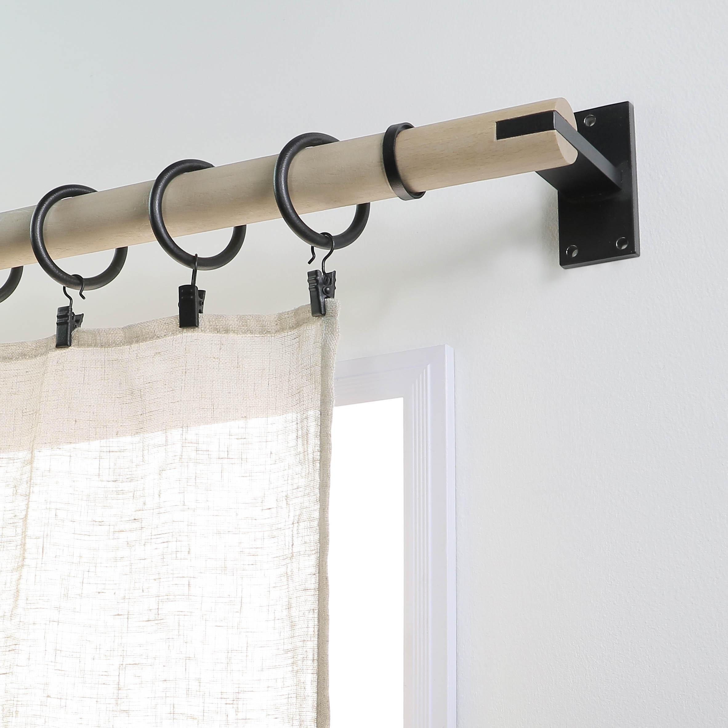 Lot de 2 embouts pour barre à rideau , Diam.28 mm décor chêne clair Atelier, MOB - 2