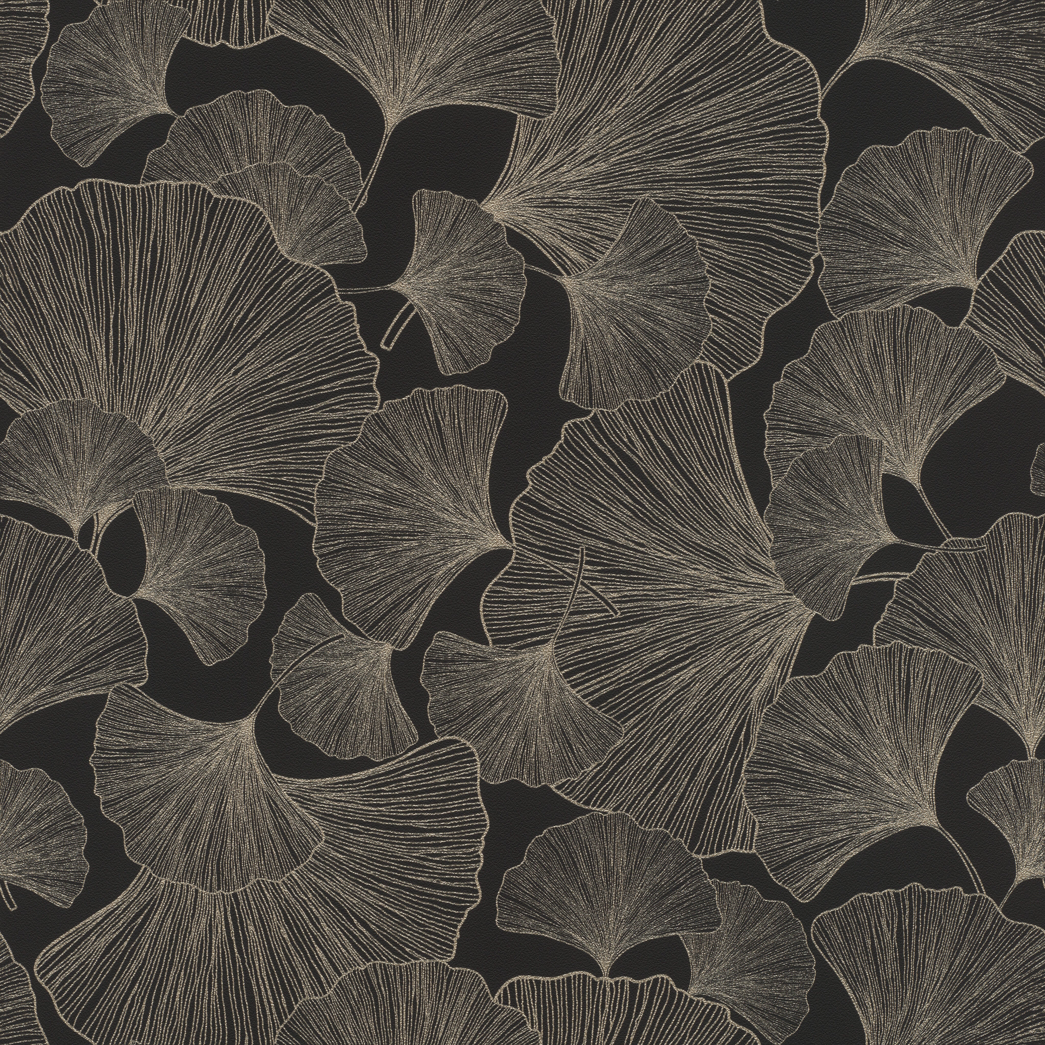 Papier peint intissé Ginko noir - 2
