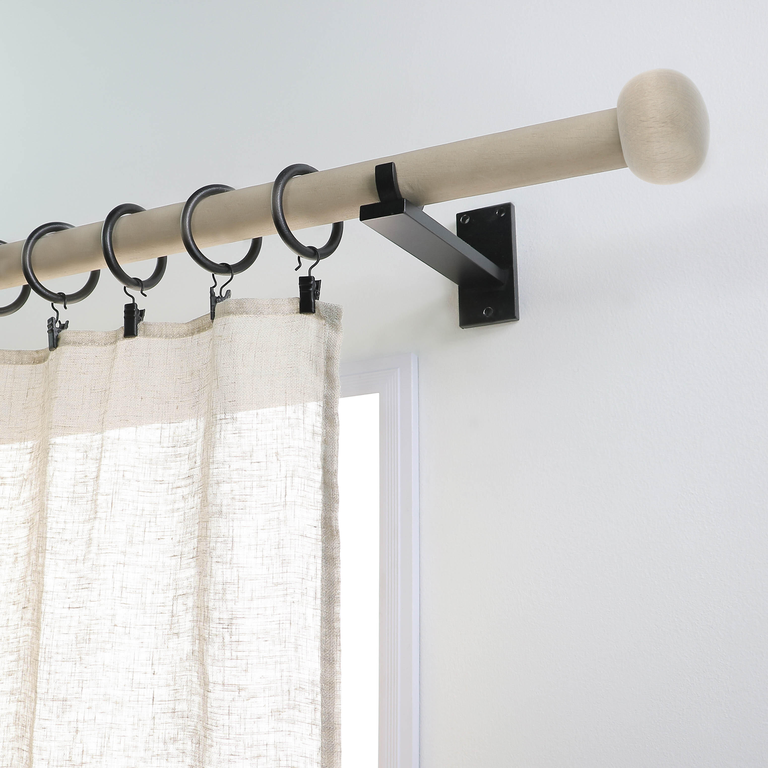 Lot de 2 embouts pour barre à rideau , Diam.28 mm décor chêne clair Atelier, MOB - 3