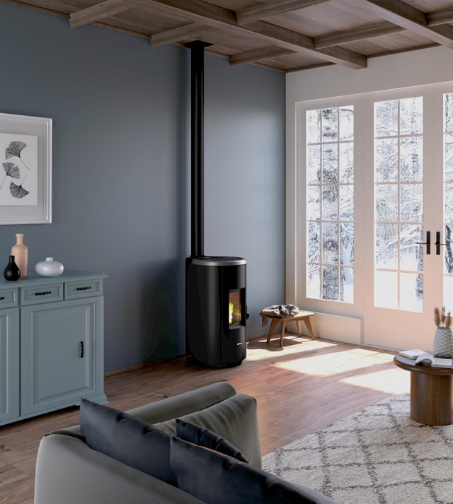 Poêle à granulés FREEPOINT Chrome titanium gris 5.5kW