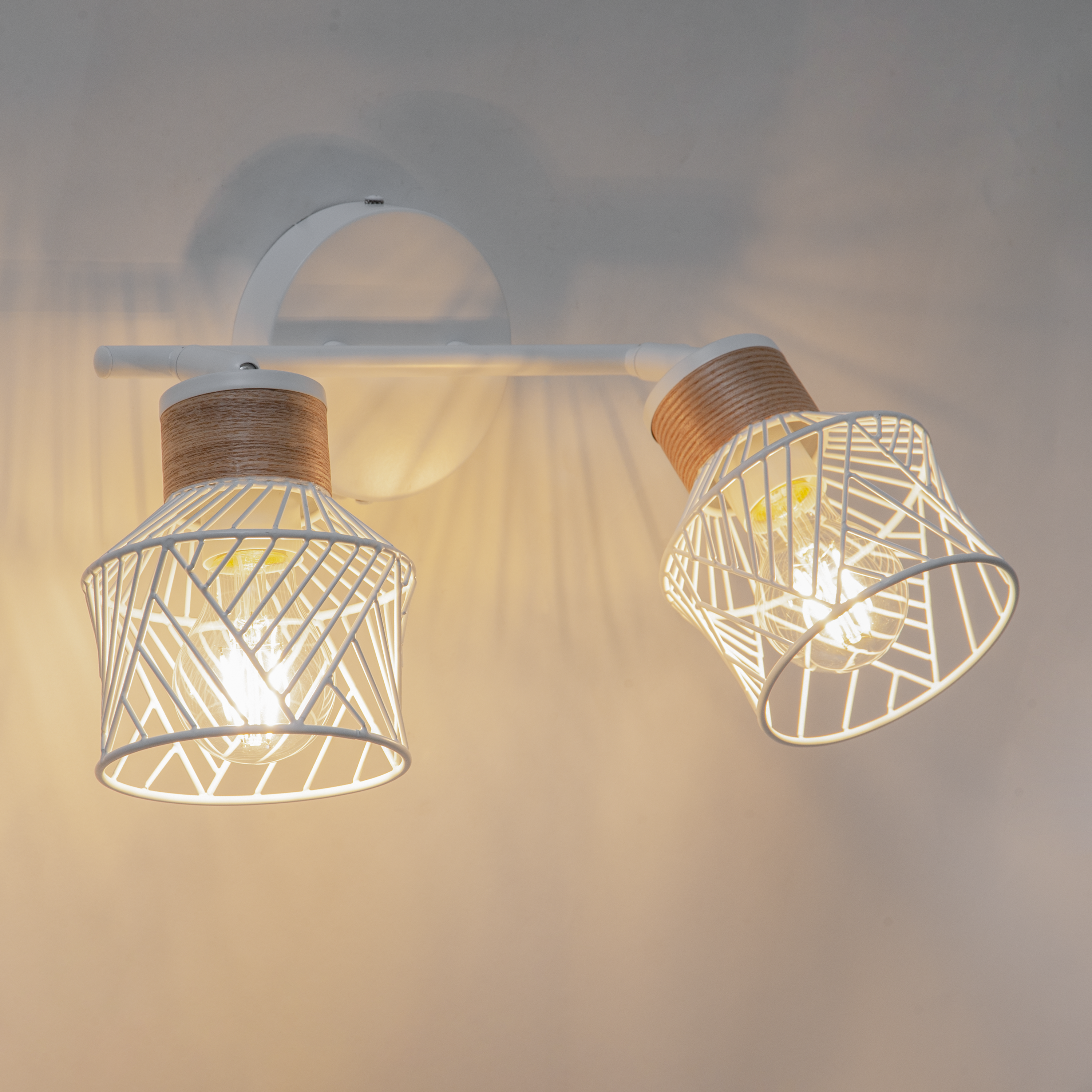 Rampe 2 spots Kanel, métal blanc, E27, INSPIRE - 4