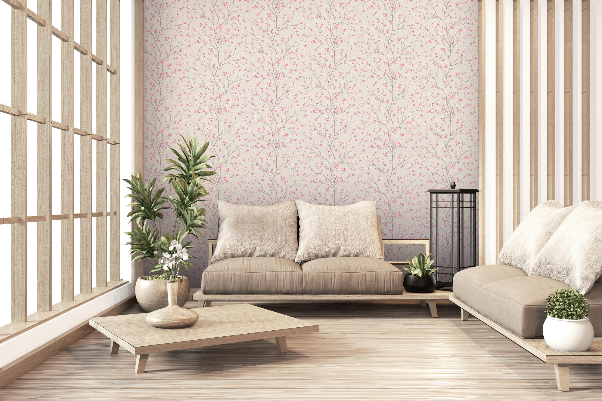 Papel de parede FLOR ROSA JAPÃO - 3