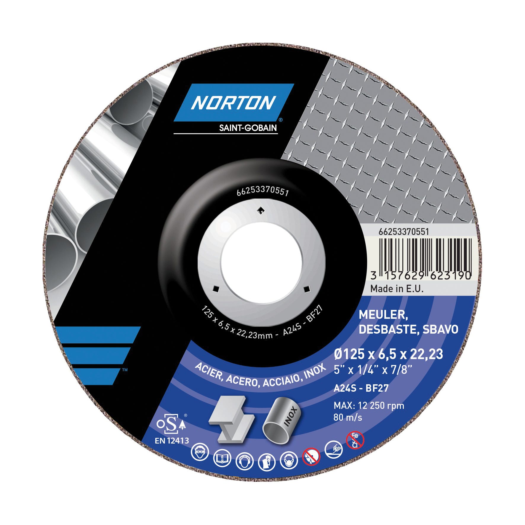 DISCO ABRASIVO NORTON EXPERT 125 mm SPESSORE 1,6 mm TAGLIO METALLO DISCO ABRASIVO NORTON EXPERT 125 mm SPESSORE 1,6 mm TAGLIO METALLO