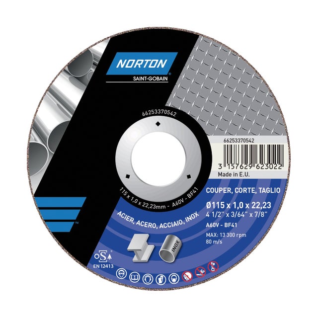 Lincoln Abrasives Confezione Da 10 Mole Da 4,5" X 1/4" X 7/8" Per Metallo, Ossido Di Alluminio, Grigio, Per Smerigliatrice Angolare - Foto 8