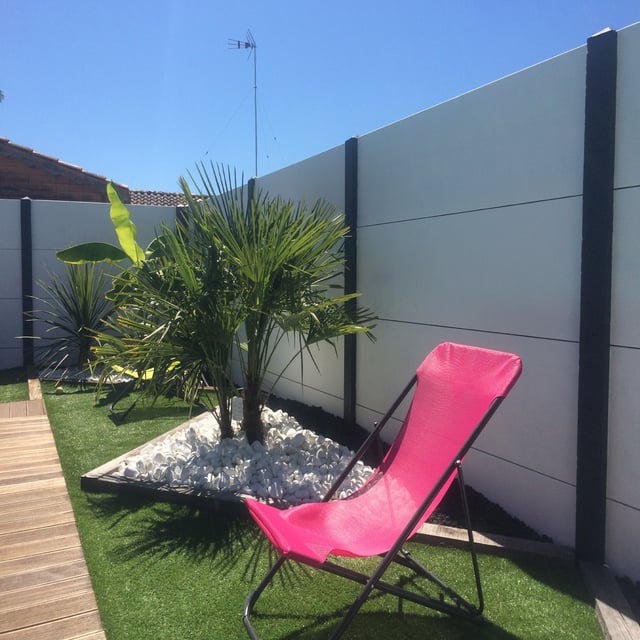 Plaque pour clôture droite en béton pleine, L.192 x H.50 cm x Ep.33 mm