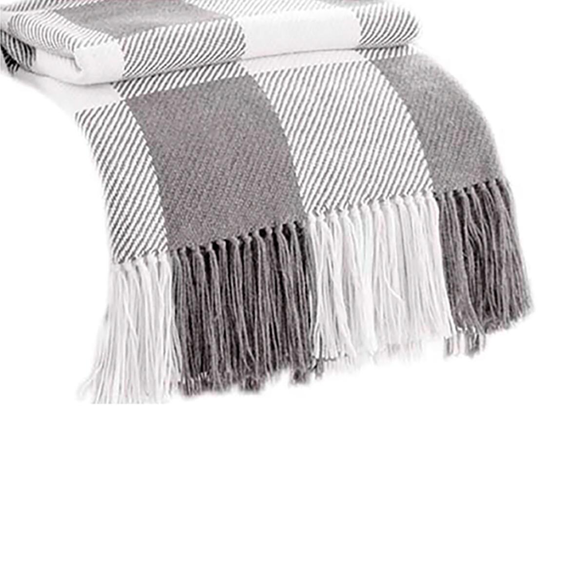 Coperta in Cotone A240-check grigio / argento, 160x 240 cm - 2