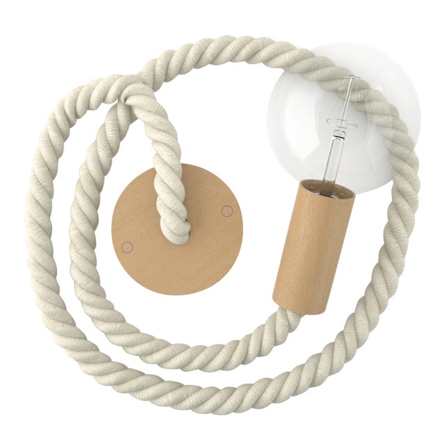 Pendel Cordone nautico per illuminazione con cavo in tessuto 153 cm, avorio, con portalampada E27