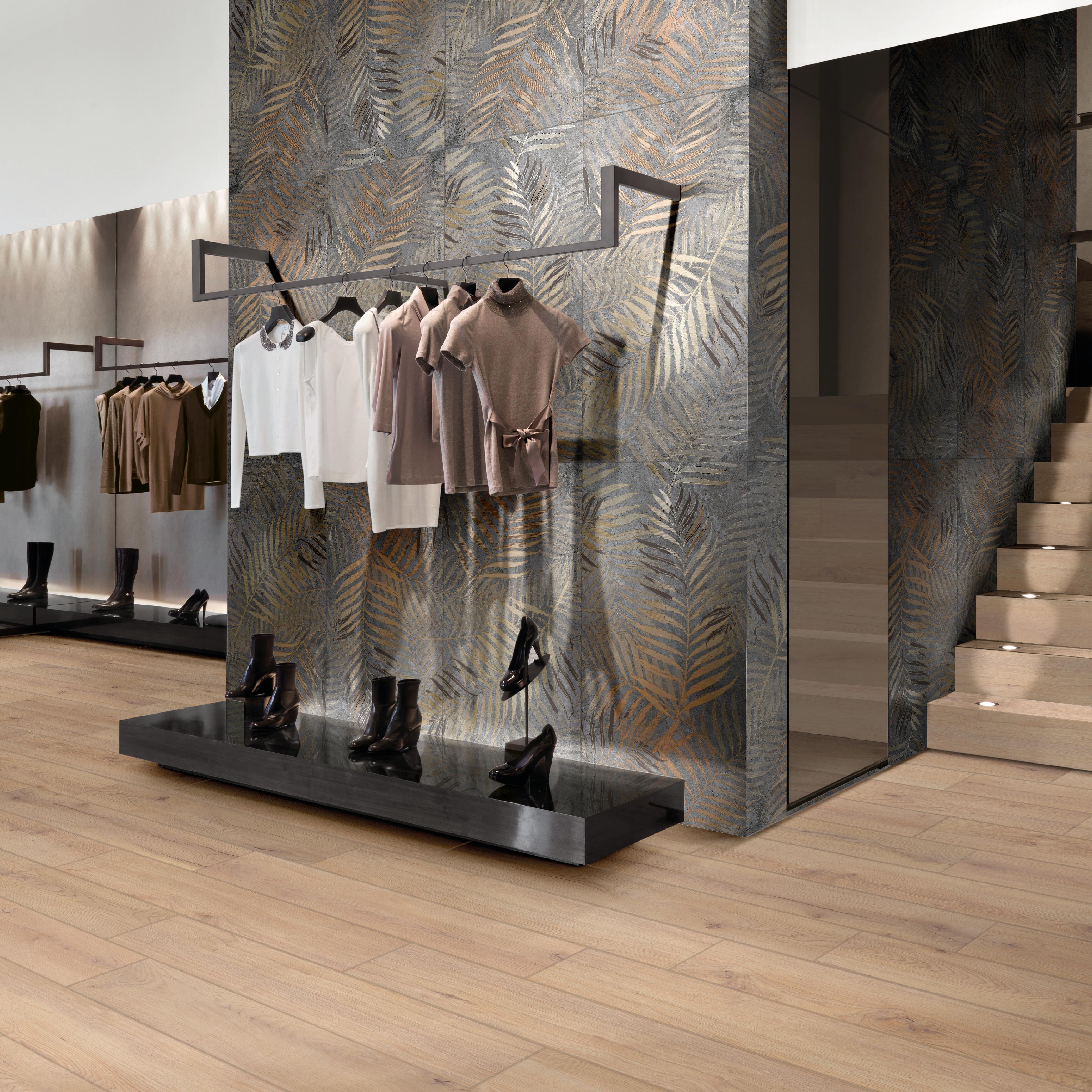 Piastrella da pavimento e rivestimento interno in gres porcellanato 60 x 120 cm rettificato smaltato oro e nero opaco Felce R9 traffico medio (pei 2/5) Sp. 9.5 mm 1.44 mq - 8