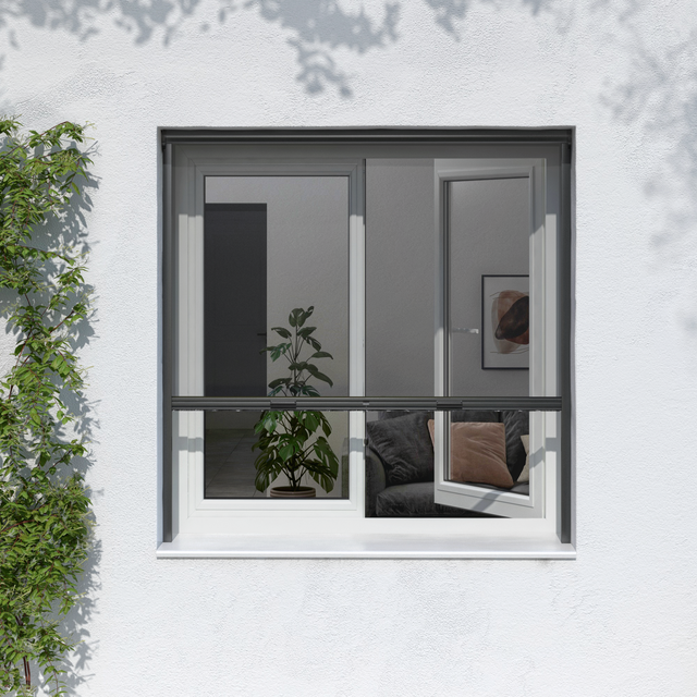 Moustiquaire 100x100 cm à enroulement vertical pour fenêtre ISOXA alu gris