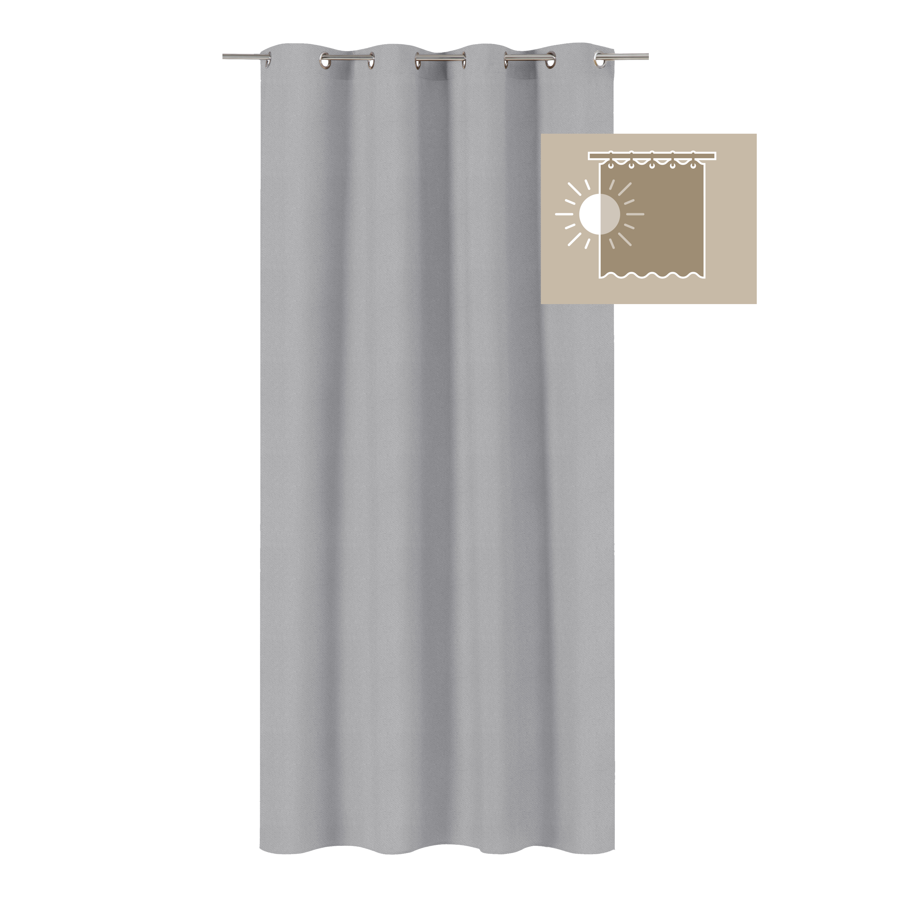 Cortinado ilhós Arel 140x280cm granito 3 Inspire - 2