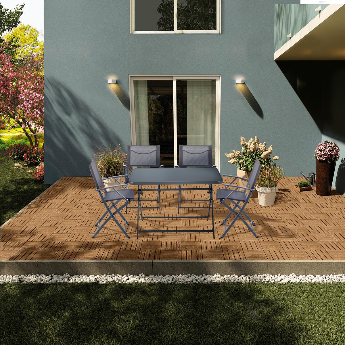 Set tavolo e sedie Emys NATERIAL in acciaio antracite per