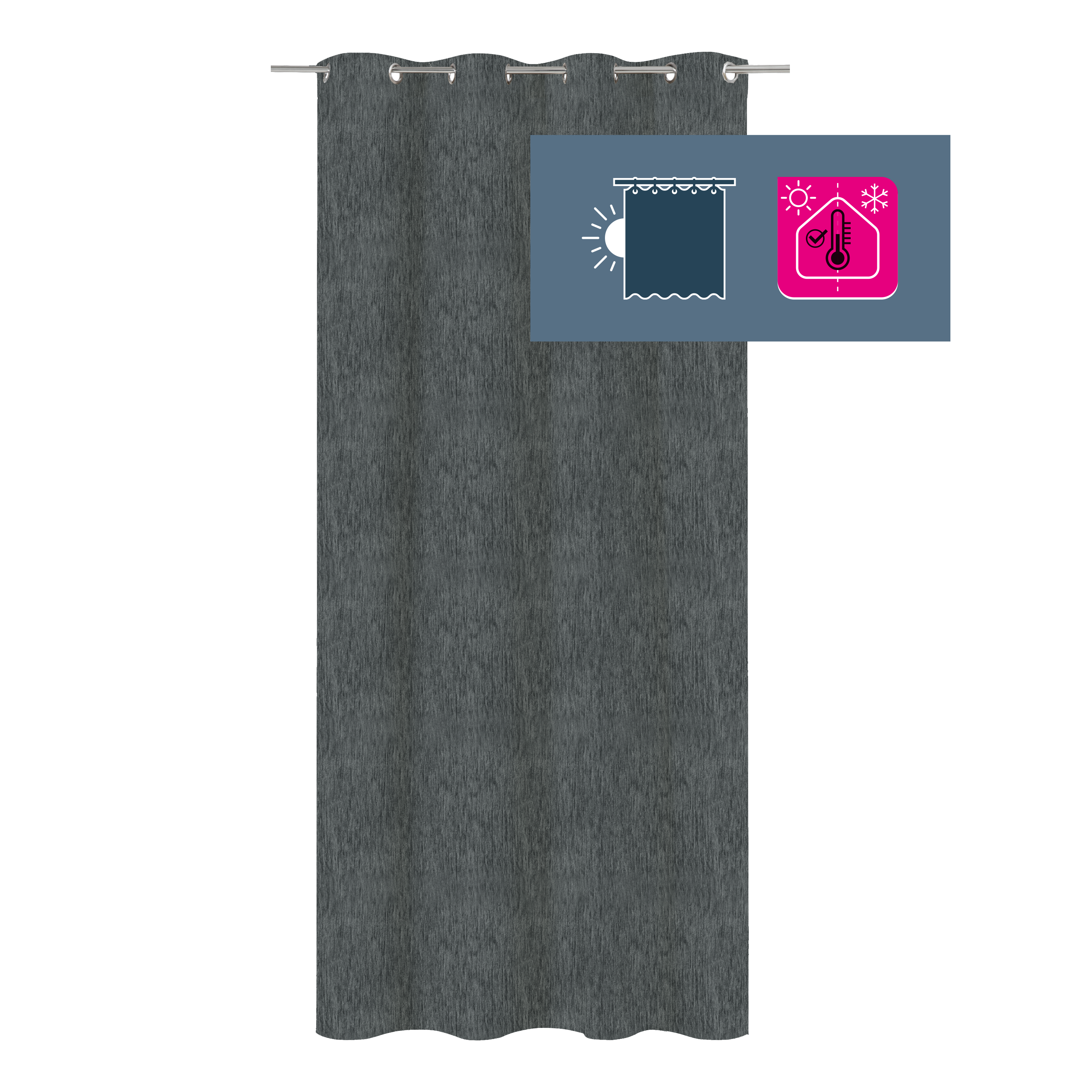 Rideau occultant thermique, Auriane, gris H.280 x l.140 cm INSPIRE - 3