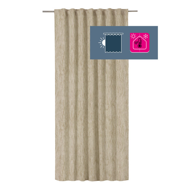 Cortinado blackout com fita para franzir ou onda e alça oculta Auriane 200x280cm bege Inspire
