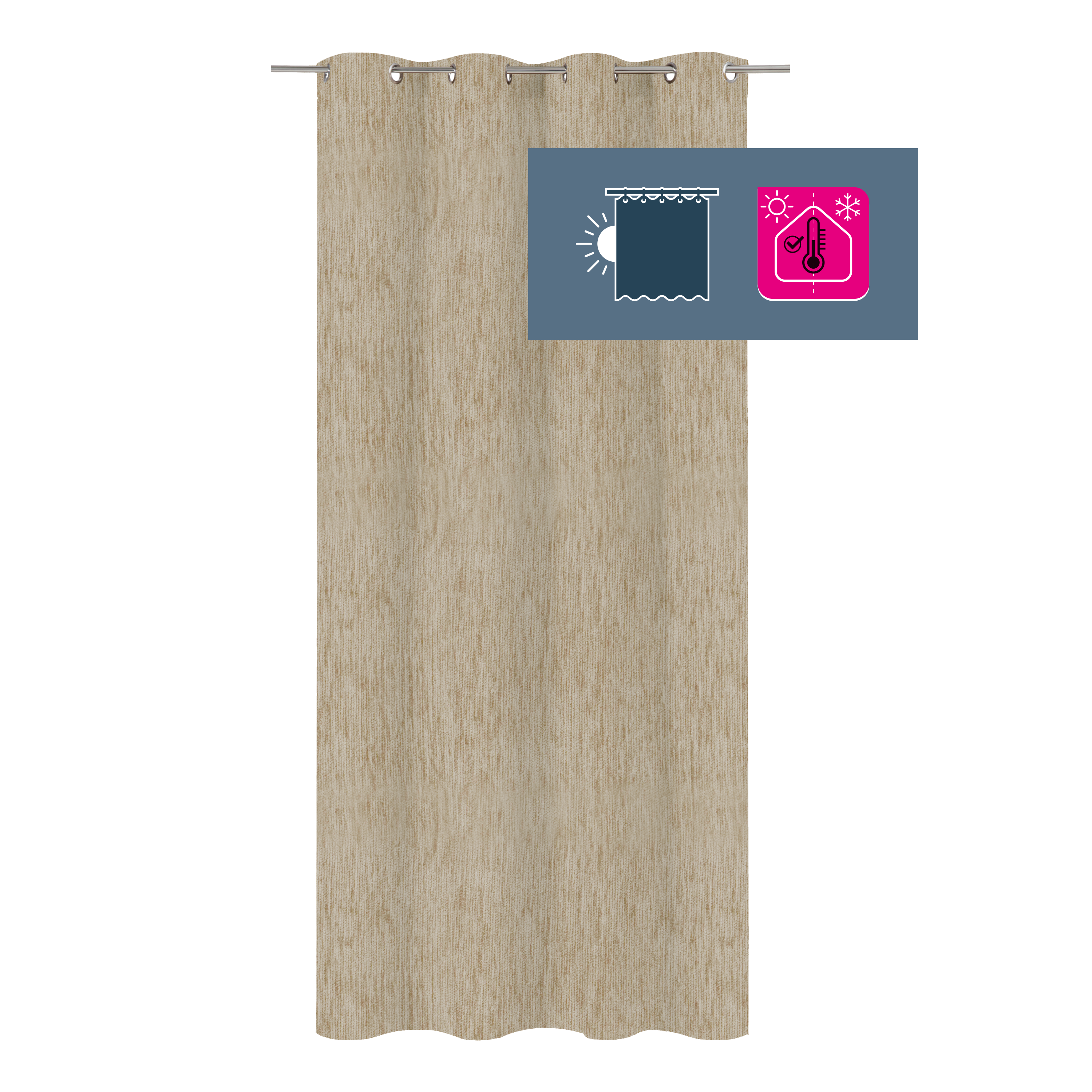 Cortina ollaos térmica opaca Auriane poliéster chenilla de 140x280cm INSPIRE liso beige trench - 10