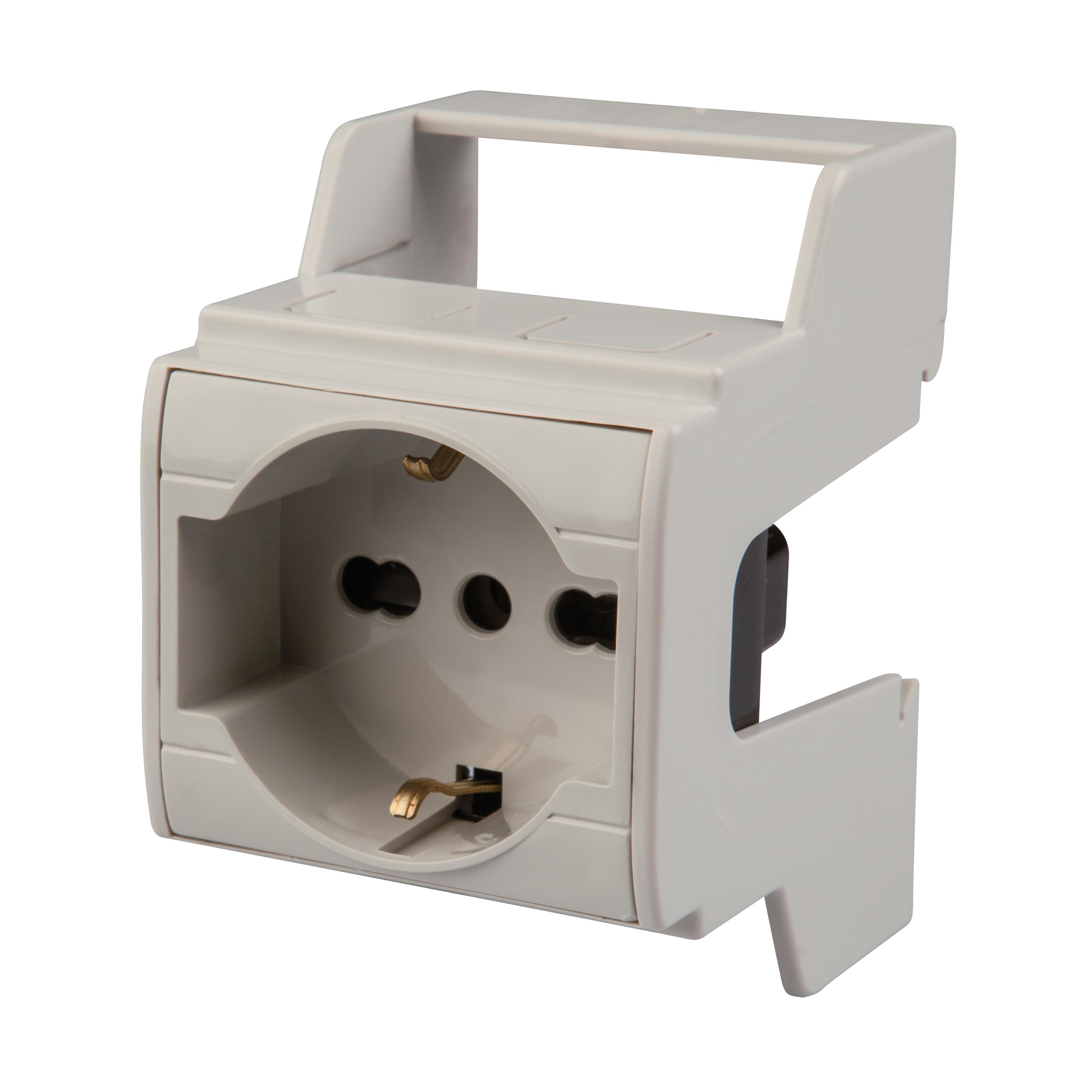 B G E-Tech GS16 - Presa Schuko Per Guida DIN 16 A, 230 V, 2P E, Presa Da Incasso Per Cabinet E Armadio Contatore - Foto 3