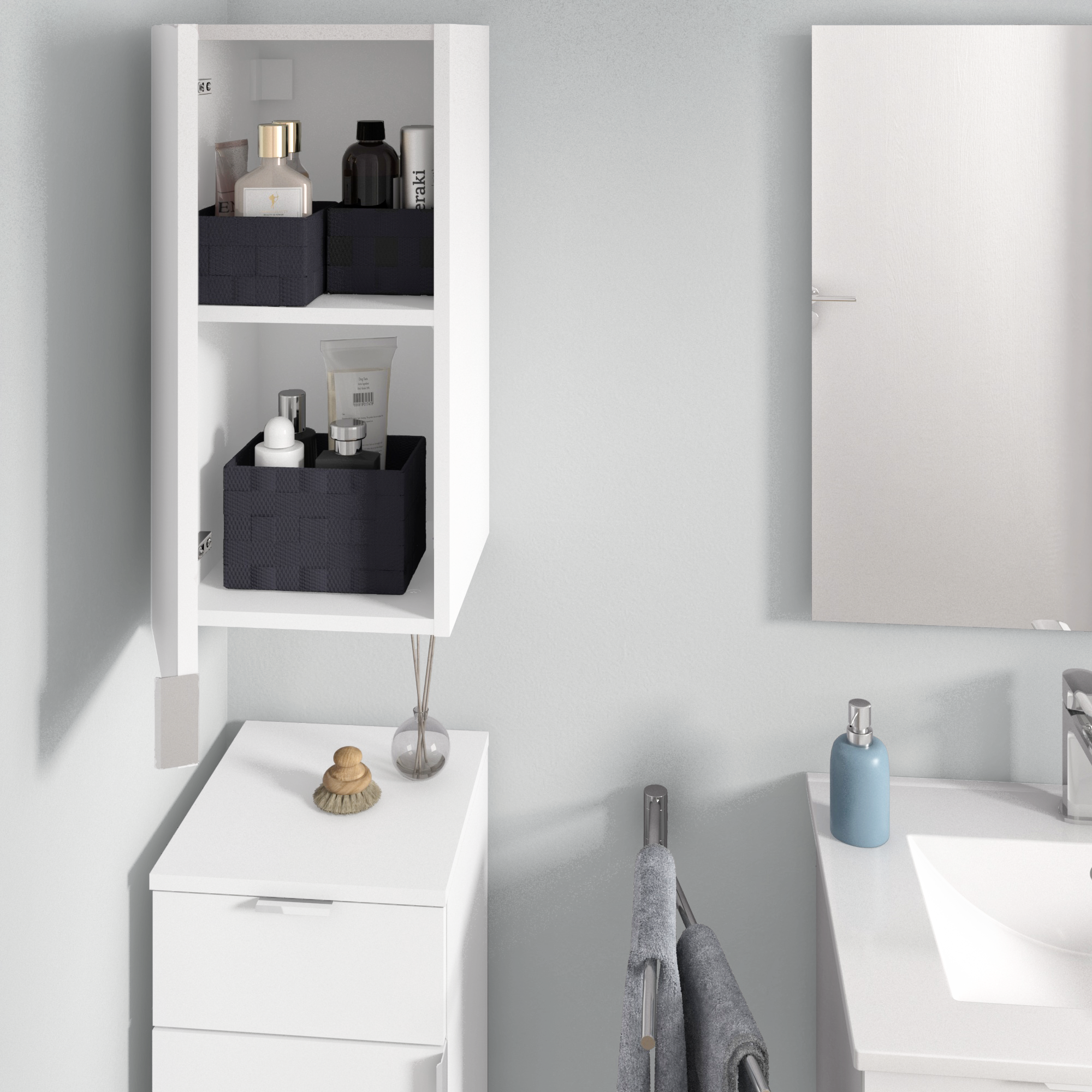 Lot de 3 paniers gris l.15 x P.20 x H.13.5 cm SENSEA - 2