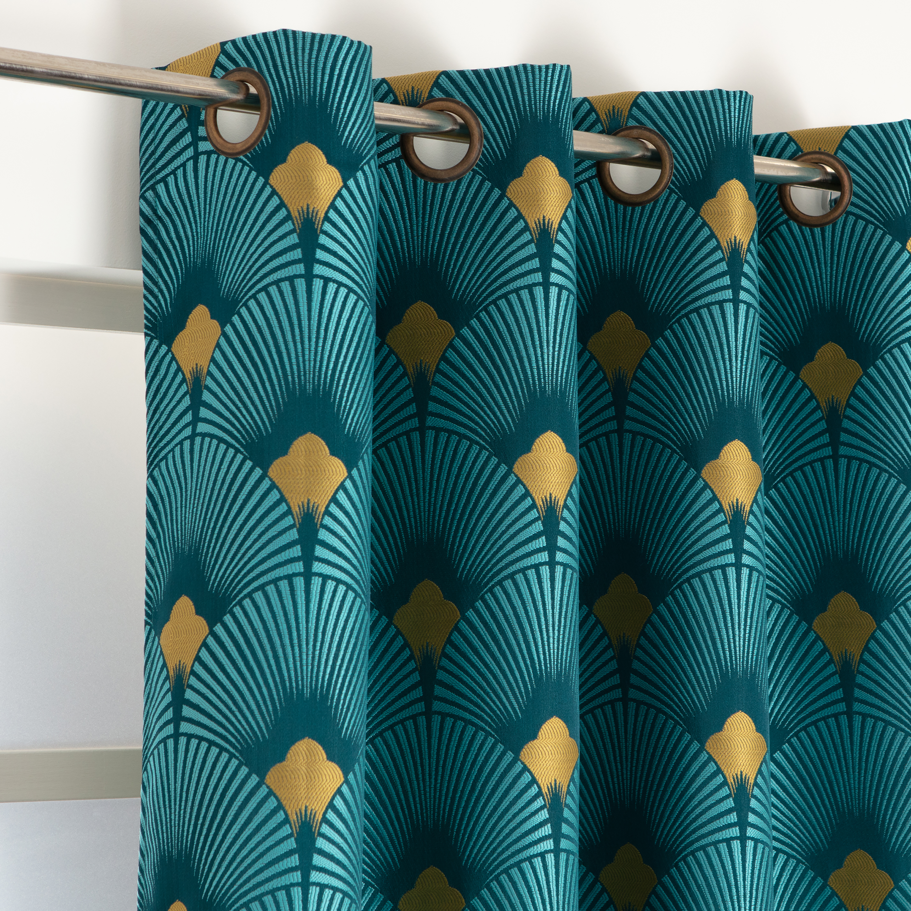 Cortina ollaos irrina inspire liso azul pato de 135x260cm